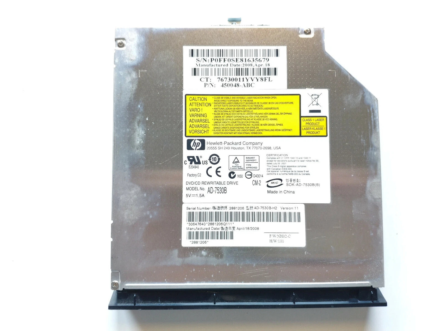 Masterizzatore DVD AD-7530B MDVD Unità Ottica Slim SATA per Notebook
